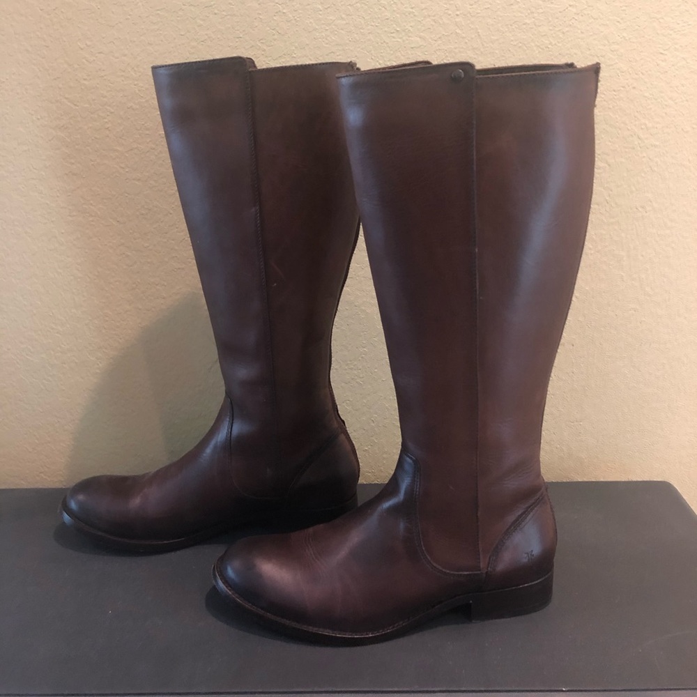 Frye Company Melissa Stud Back Zip Up in Cognac.